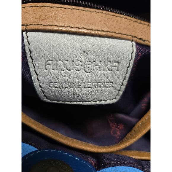 Anna by Anuschka Leather Beach 13x10.5 Crossbody Handbag Hand Painted - Picture 10 of 10